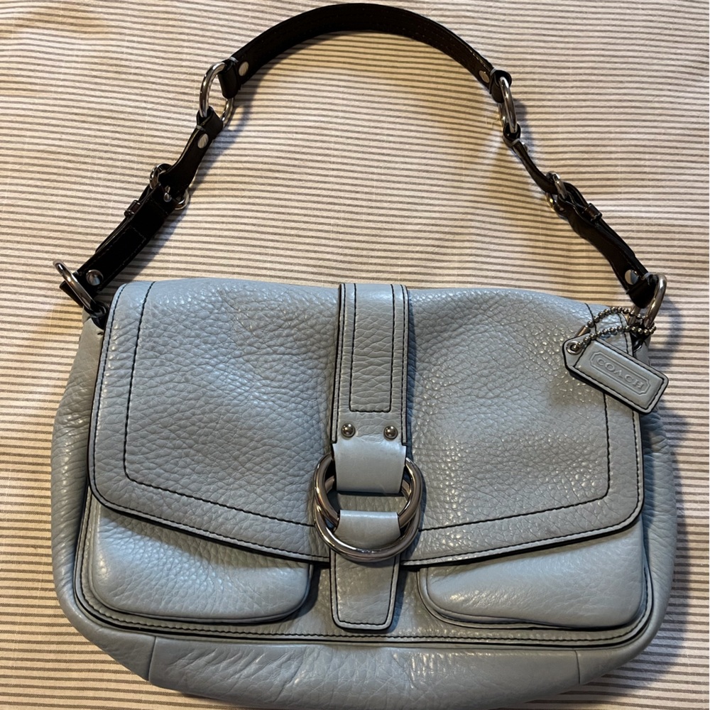 Coach light blue leather bag
